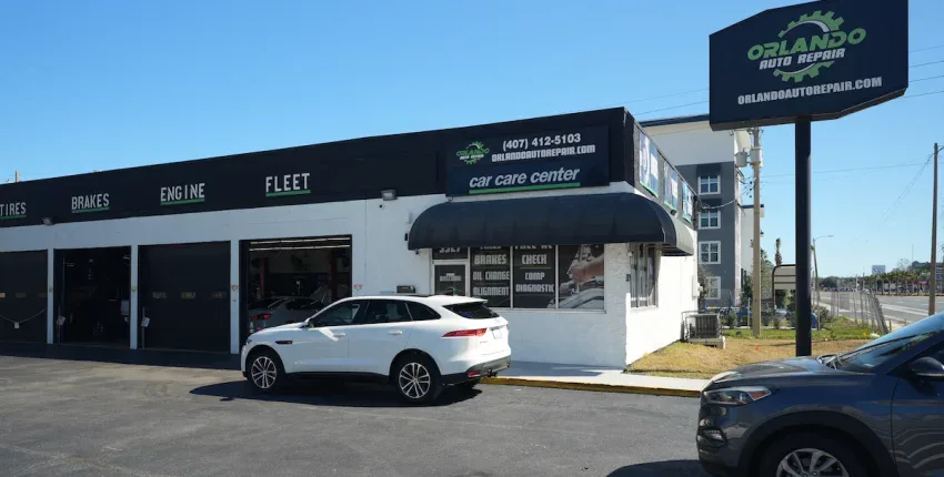 Auto shop near me in Orlando — full-service bay at Orlando Auto Repair, 3327 W Colonial Dr, Orlando, FL, with ASE Master Technicians