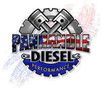 Panhandle Diesel Performance LLC logo with pistons and gear design.
