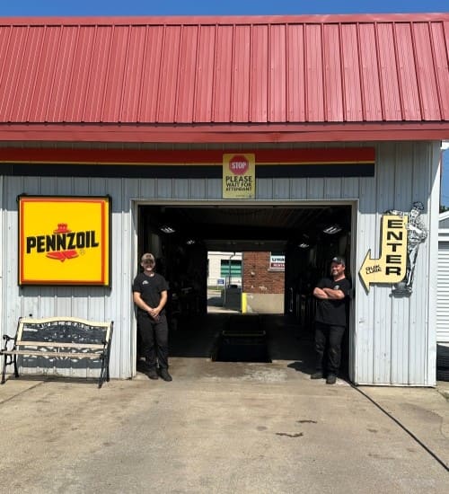 Parney’s Car Care quick lube service with staff ready to assist customers.