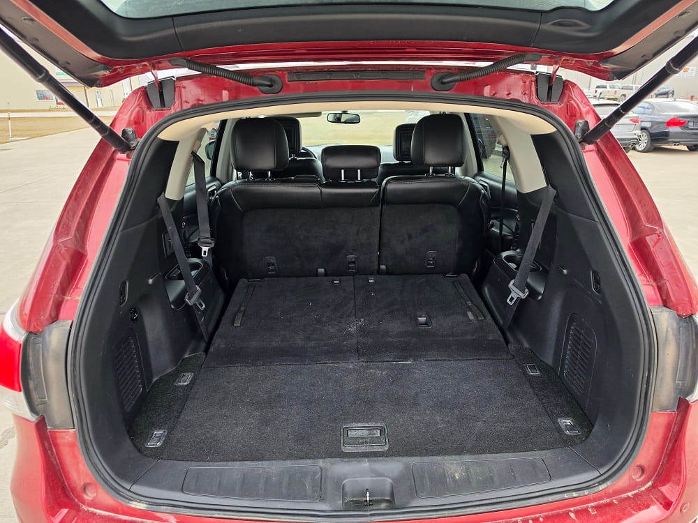 Compact SUV cargo space with spacious interior and foldable seats.