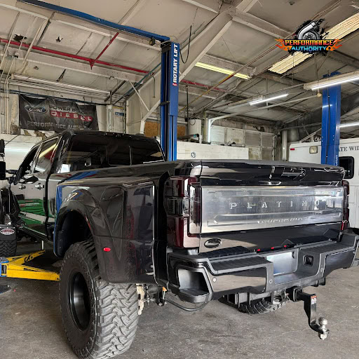 Customized truck at Performance Authority with upgraded suspension and performance enhancements.