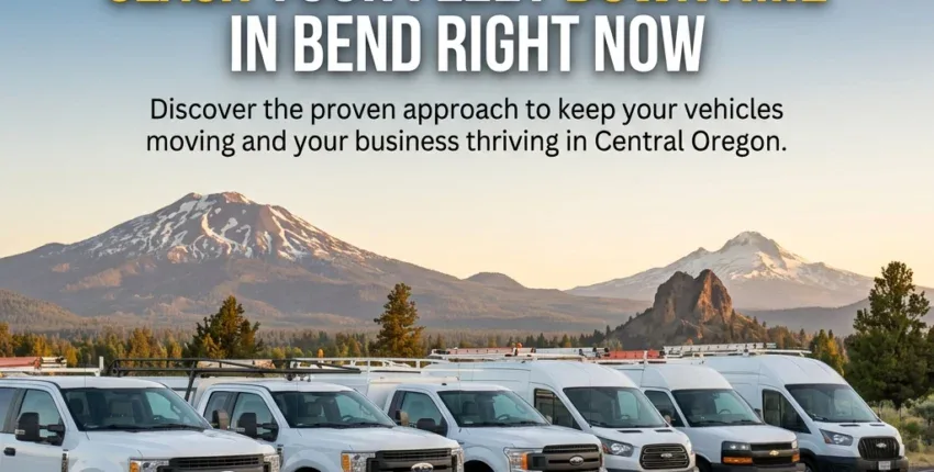 Fleet of service vans at Performance Authority in Bend, Oregon.