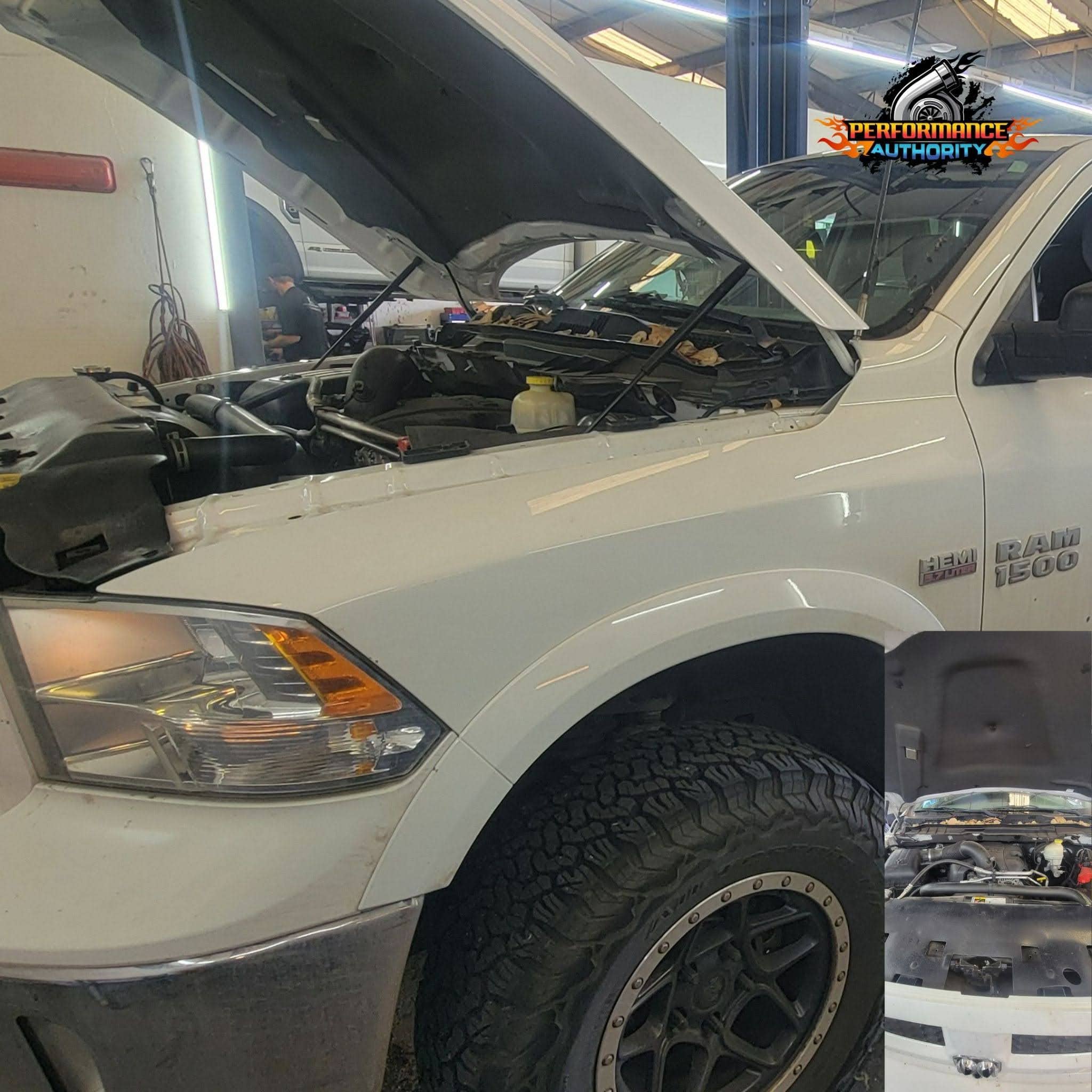 Dodge Ram engine being serviced at Performance Authority in Bend, OR.