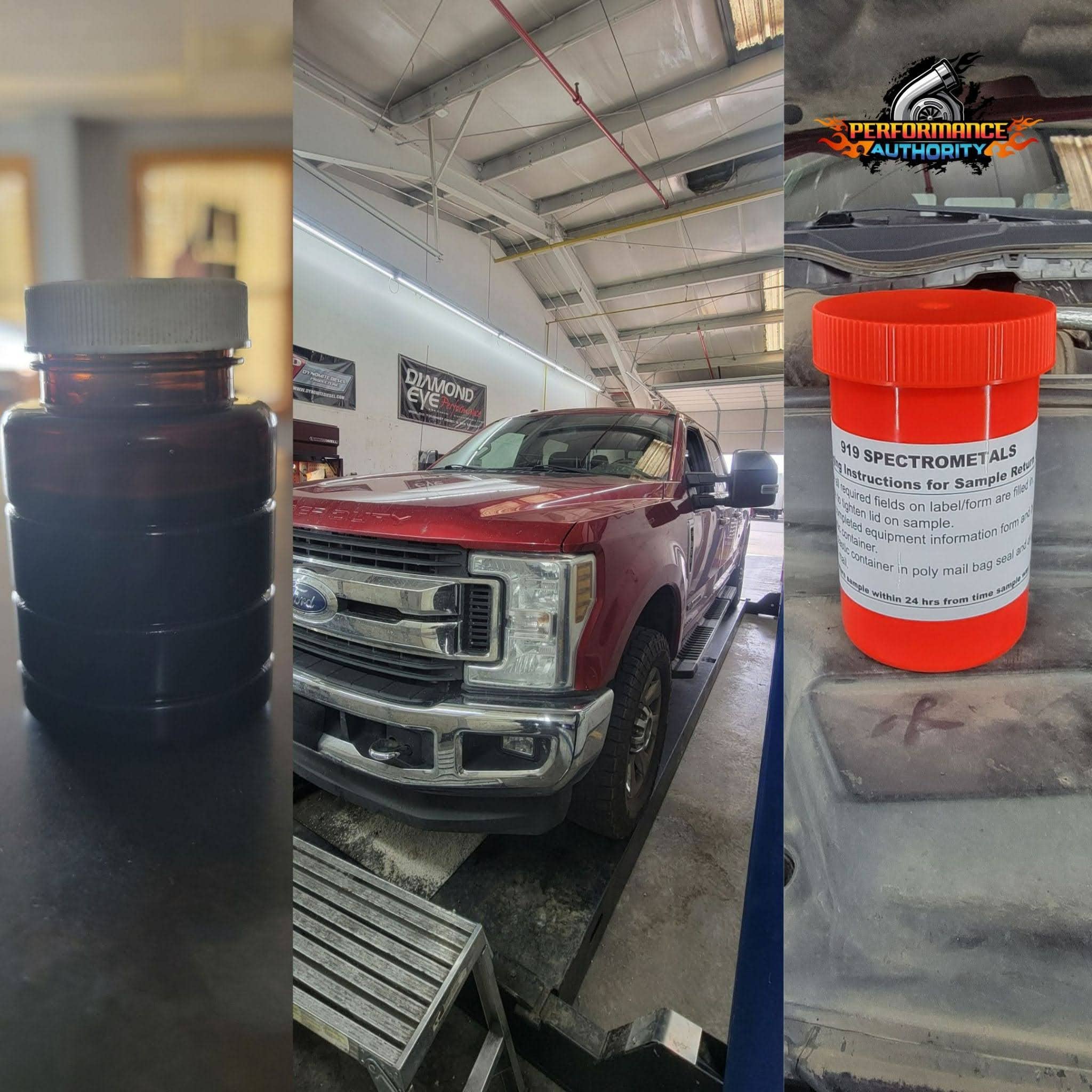 Performance Authority vehicle tuning and diagnostics with spectrometer metals sample.