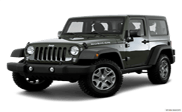 Black Jeep Wrangler in repair shop, ready for maintenance or repair services.
