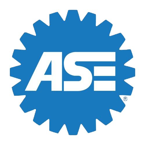 Philips Auto & Tires ASE certified service logo on a blue gear background.