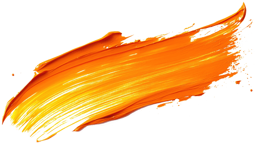 Vibrant orange paint stroke on white background, representing professional painting services.