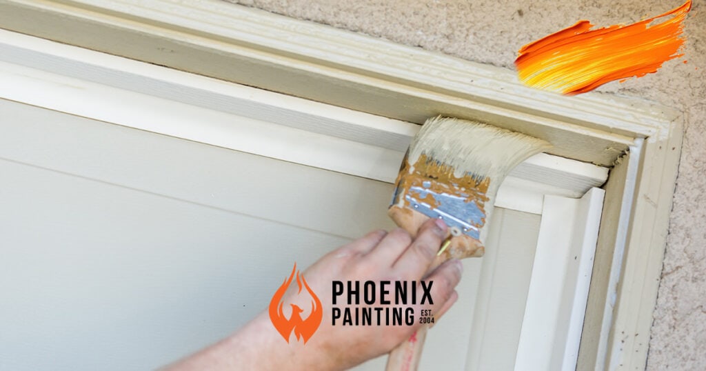 Painting trim with brush and logo
