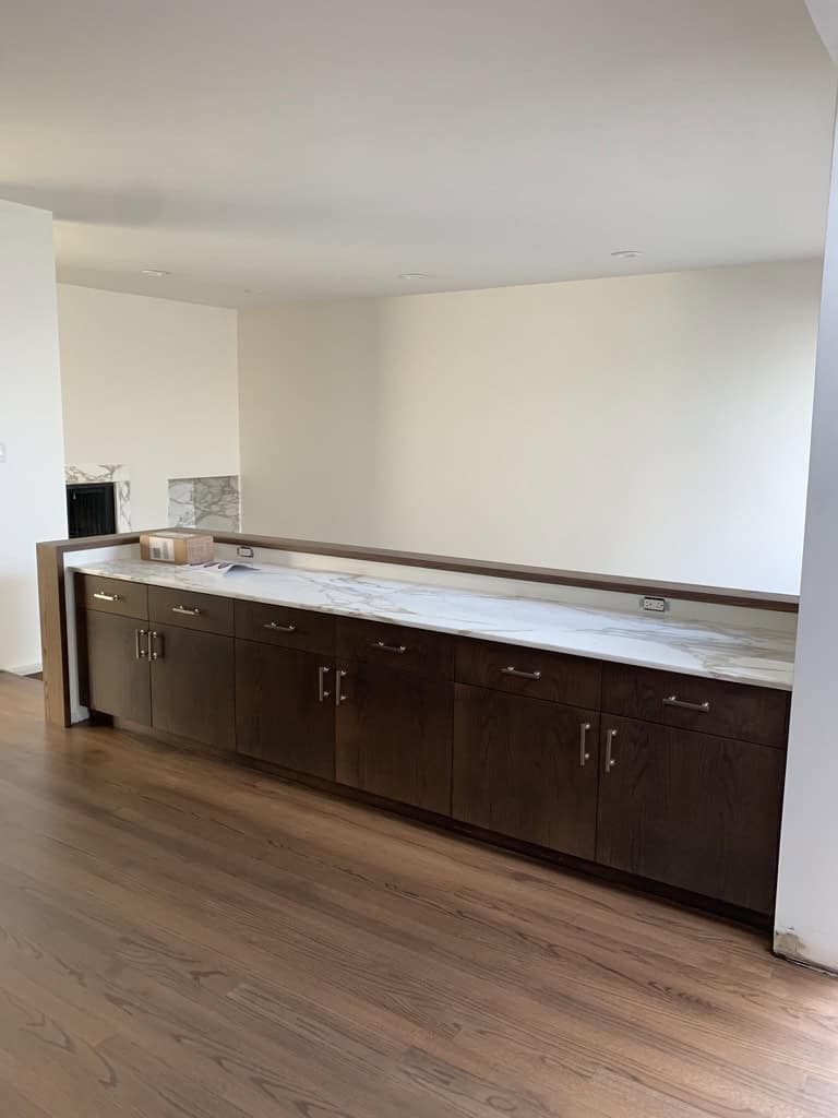 Modern kitchen with wooden cabinets