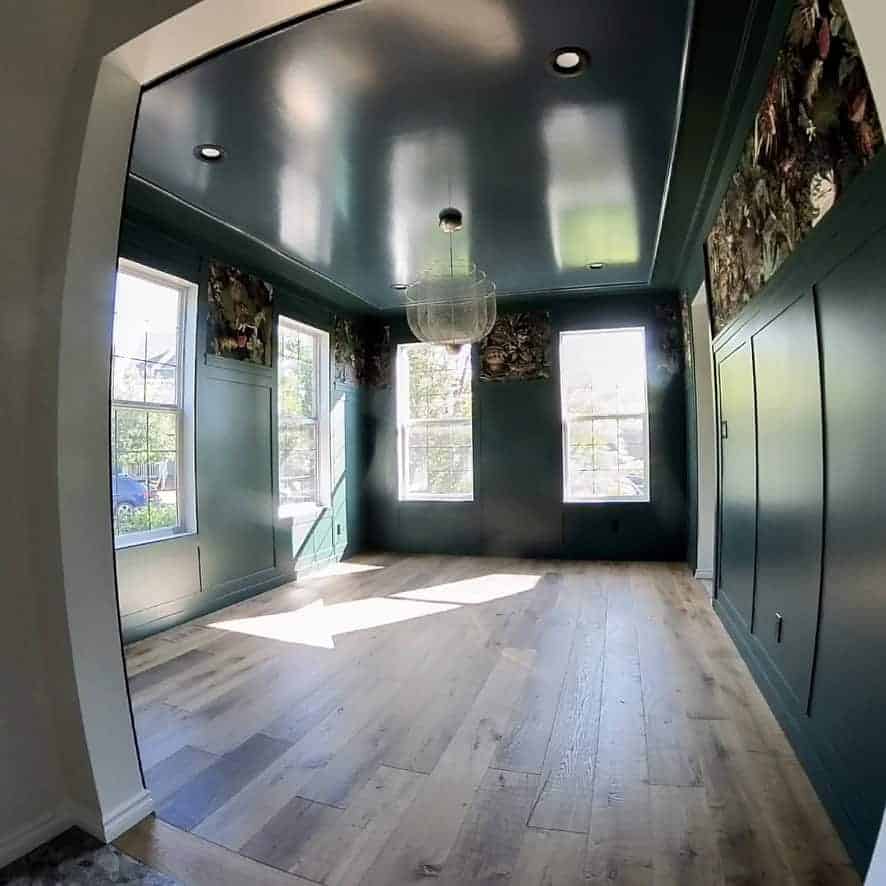 Empty room with dark green walls