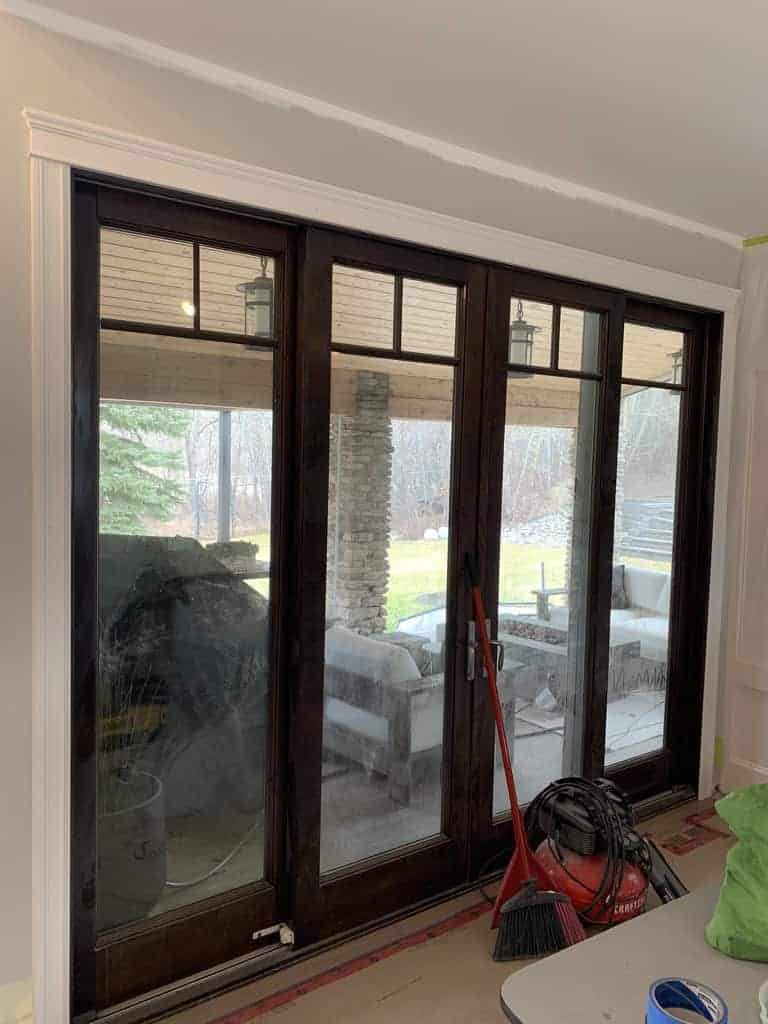 Large glass doors with outdoor view