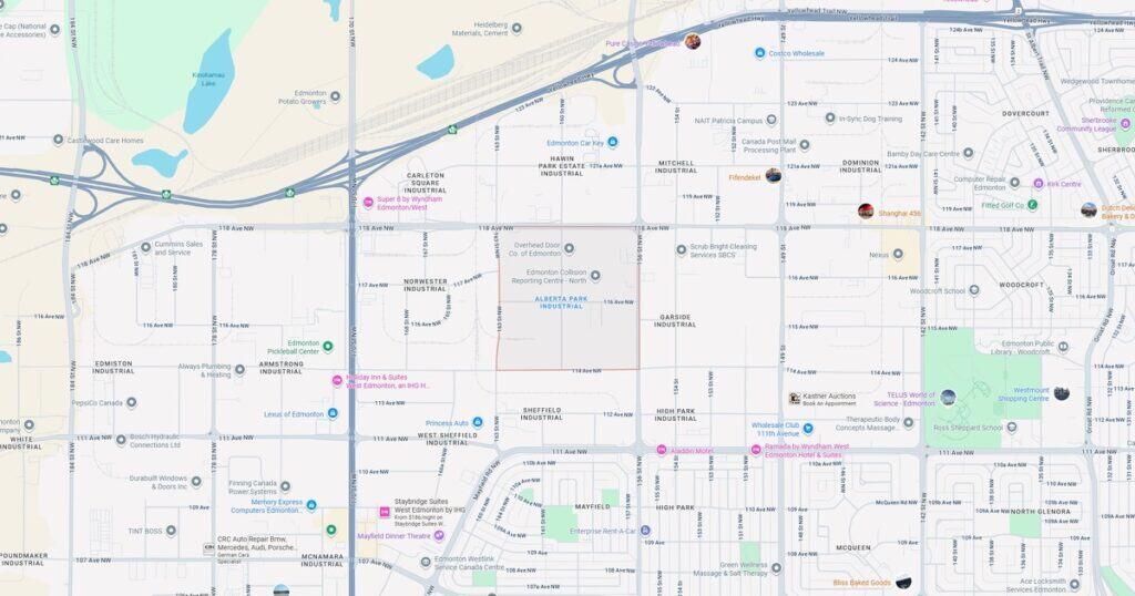 Map of Alberta Park Industrial area