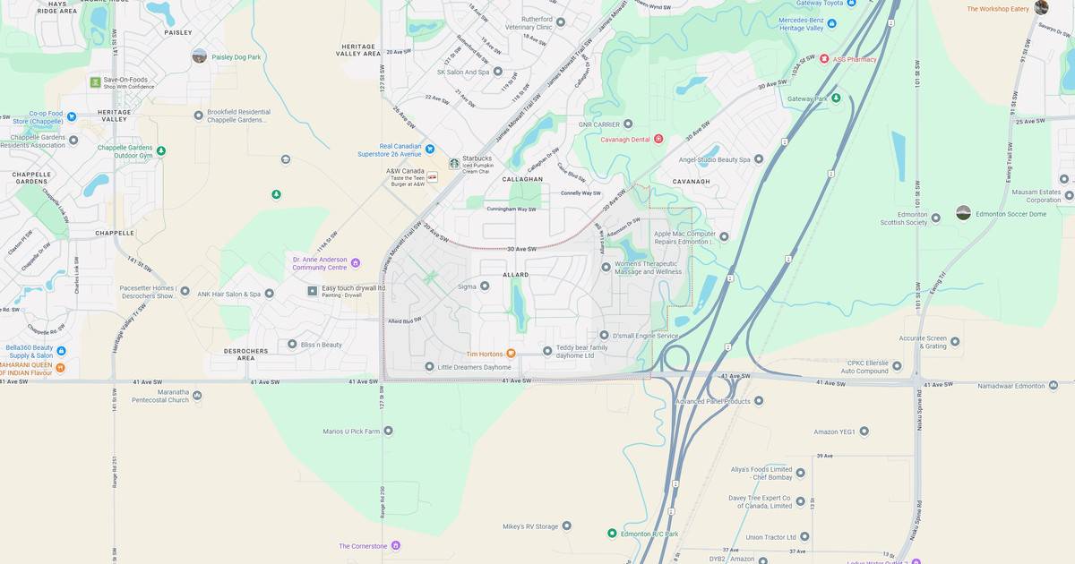 Map of Allard, Edmonton area.