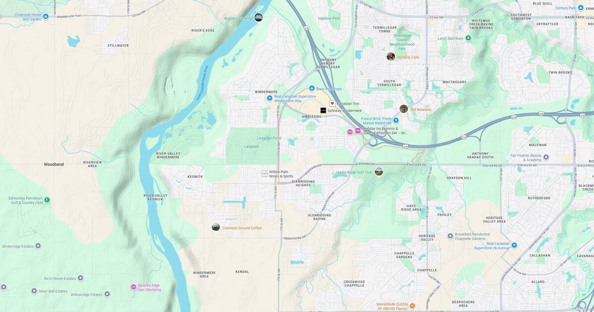 Map showing Ambleside area in Edmonton