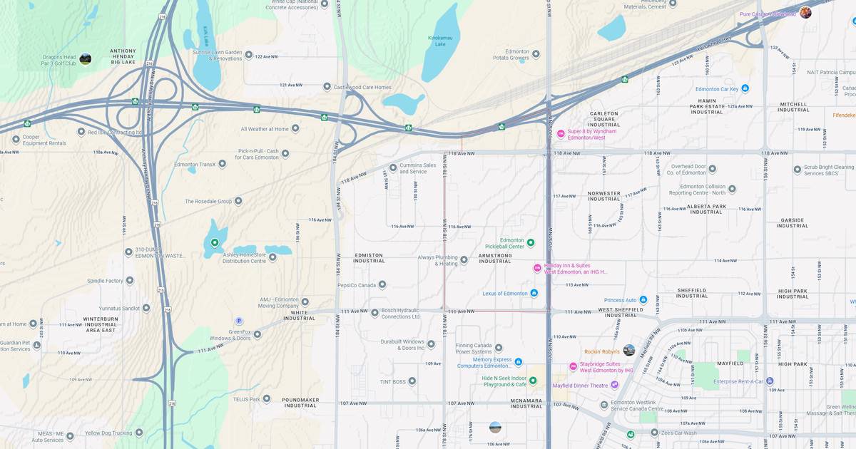 Map showing roads and landmarks.
