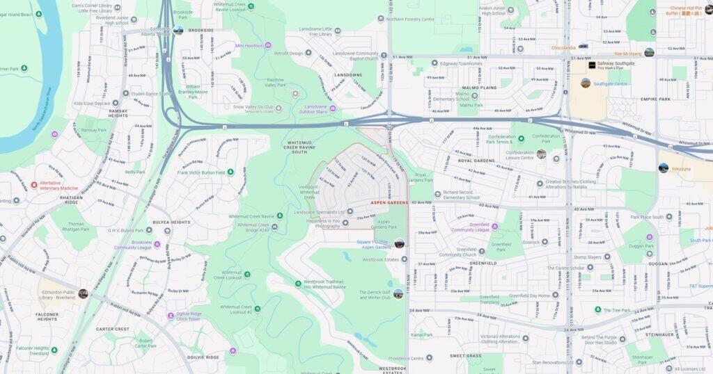 Map of Aspen Gardens, Edmonton area