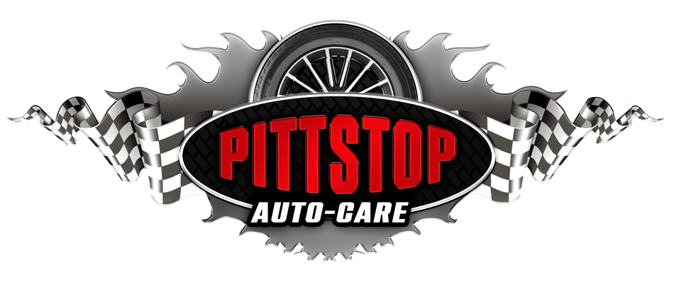 Pittstop Auto Care logo with racing checkered flags and tire graphic.
