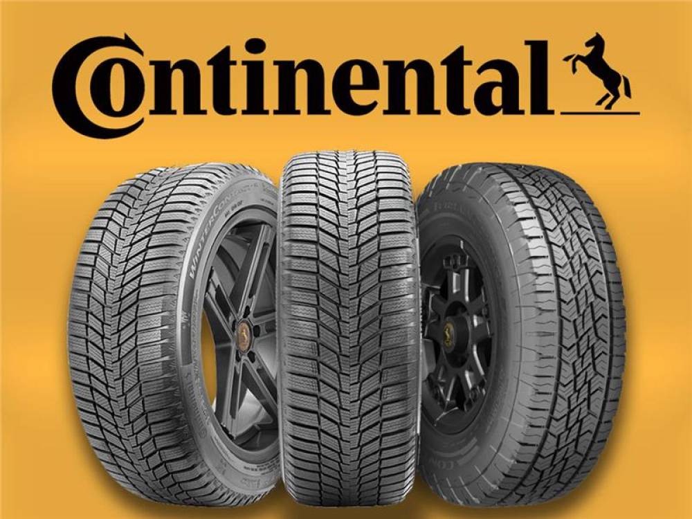 Continental tires displayed at Pittstop Auto Care for vehicle maintenance and tire replacement.