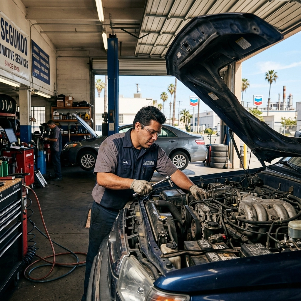 Auto mechanic diagnosing car engine at Pittstop Auto Care, trusted auto repair shop.