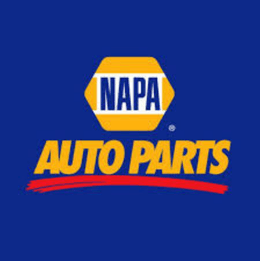 NAPA Auto Parts logo on a blue background for auto parts and repair services.