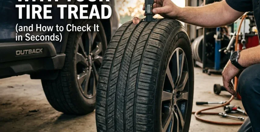 Tire tread inspection for safety and performance at Price Tires & Wheels.
