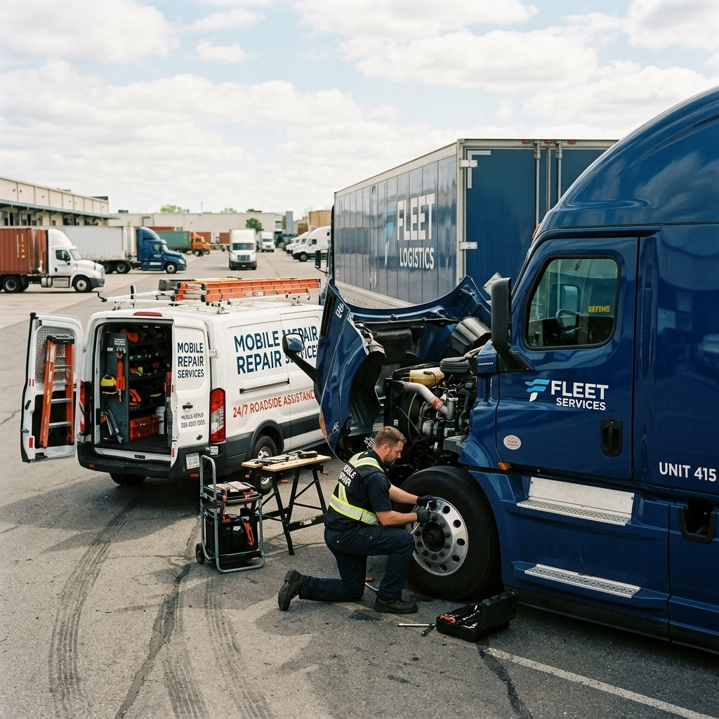 Mobile truck repair and maintenance services for commercial fleets.