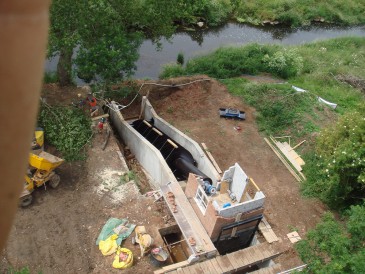 Renewables First: Micro hydro Archimedes screw turbine.