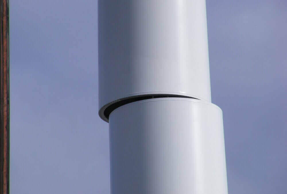Wind turbine tower sections connected at Baulker Farm