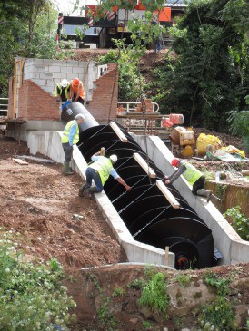 Renewables First: Micro hydro Archimedes screw turbine.