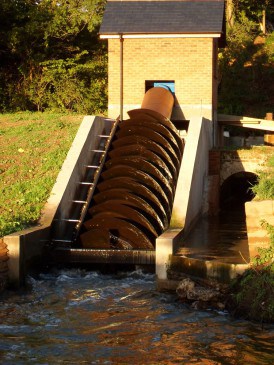 Renewables First: Micro hydro Archimedes screw turbine.