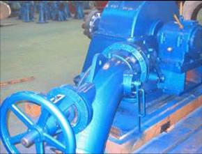 Figure 8 &ndash; Fully assembled Turgo turbine with off-centre spear-jet clearly visible