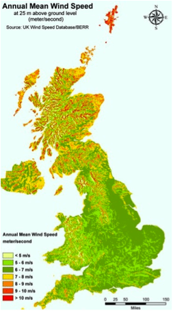 UK average Windspeeds