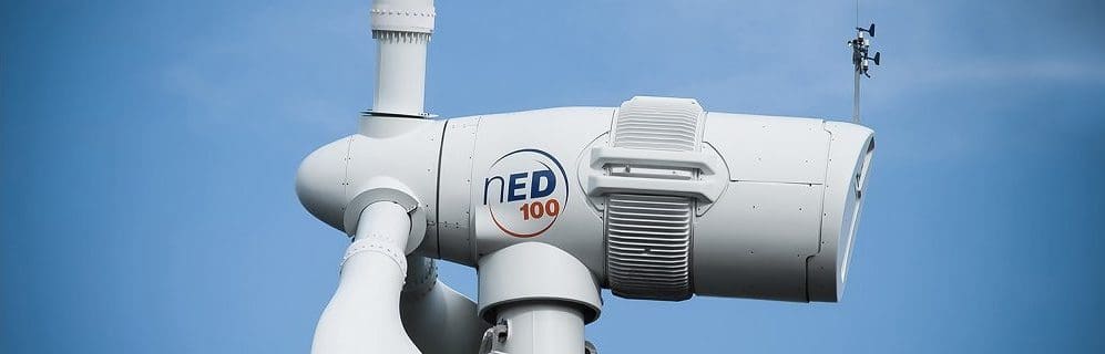 Norvento wind turbine, Maesmedrisiol, Wales Renewables First