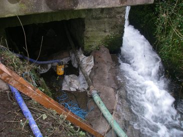 Entrance of tail race at watercourse
