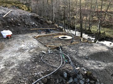 Turbine house location, pre-slab construction.