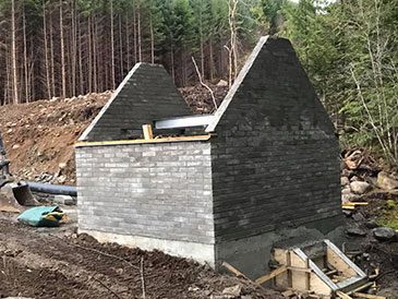 Constructing the turbine house at Allt na Fearna, Scotland
