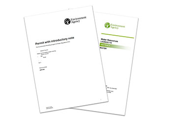 Front pages of Environment Agency consents