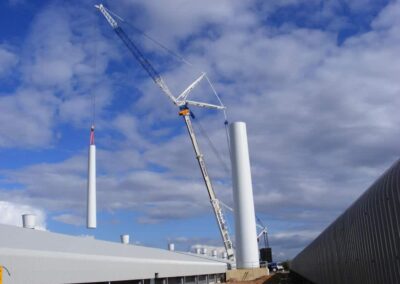 12 Middle tower section getting lifted onto lower section