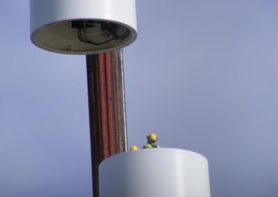 13 Tower sections being connected