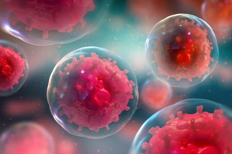 Close-up of stem cells in a scientific illustration, highlighting their potential for regenerative medicine and healing.
