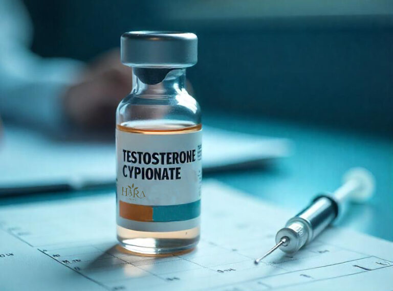 A vial of Testosterone Cypionate for low testosterone treatment, used in hormone therapy to boost testosterone levels and improve male health and vitality.