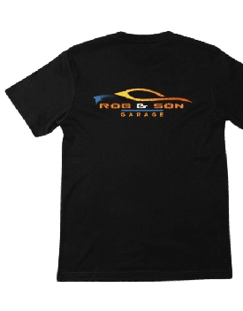 Merchandise T-shirt featuring Rob & Son Garage logo for fans and customers.