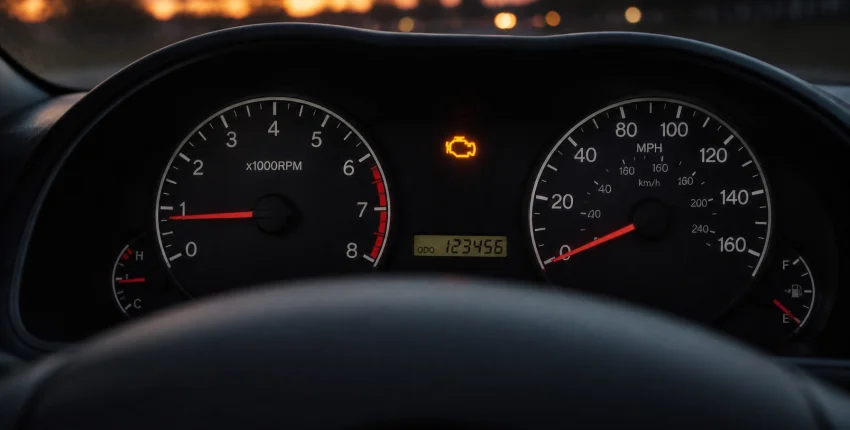 Rob's Auto Repair - Dashboard warning lights indicating vehicle maintenance or issues.