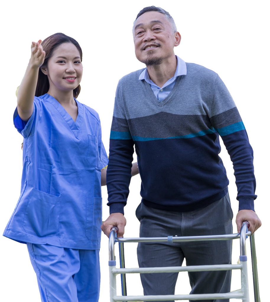 Man with a caregiver | Rose of Texas Caregivers