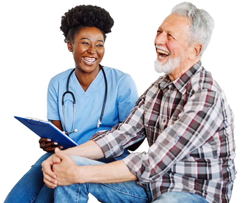 Man with a caregiver | Rose of Texas Caregivers