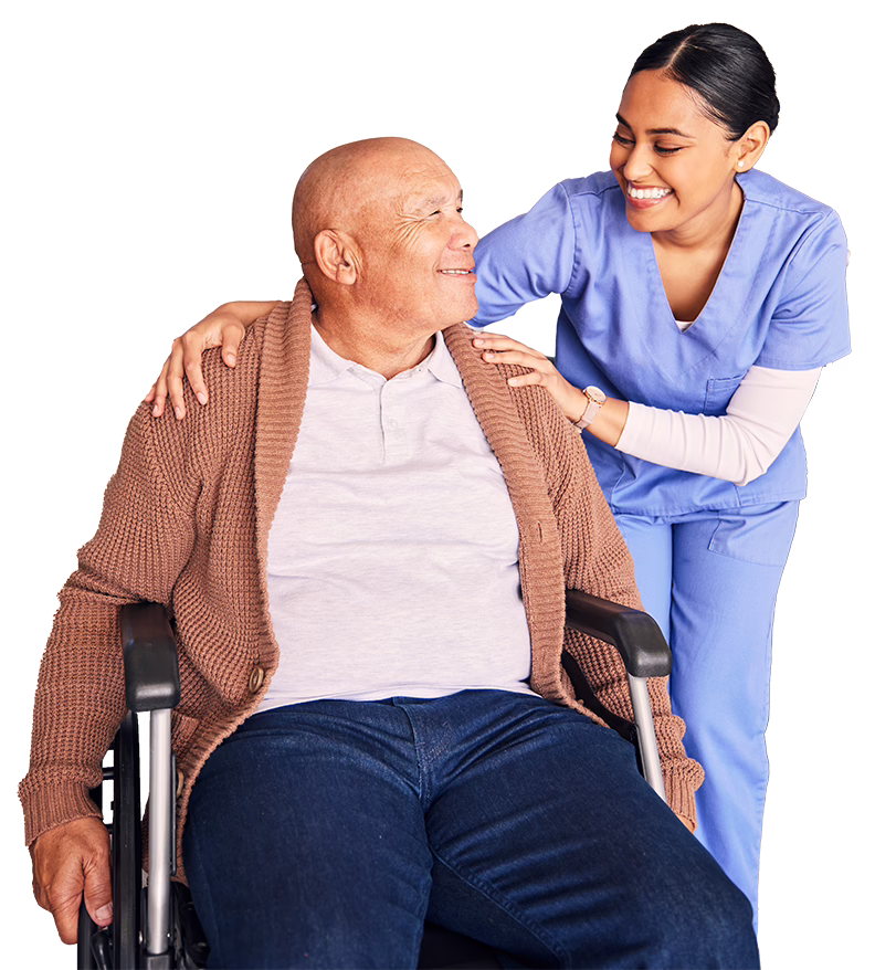 Man with a caregiver | Rose of Texas Caregivers