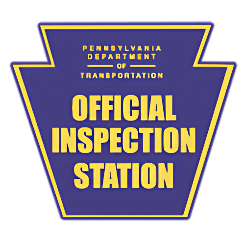 Pennsylvania DOT official inspection station sign for vehicle safety and emissions testing.