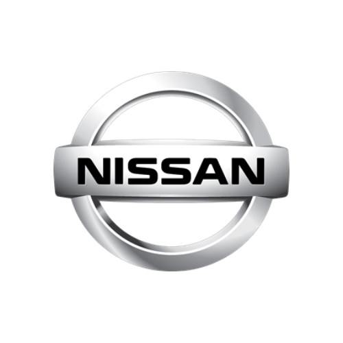 Nissan logo on a car repair shop background, professional auto service.