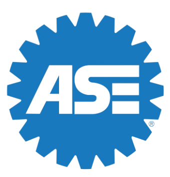Auto repair shop with ASE certification logo in the image.