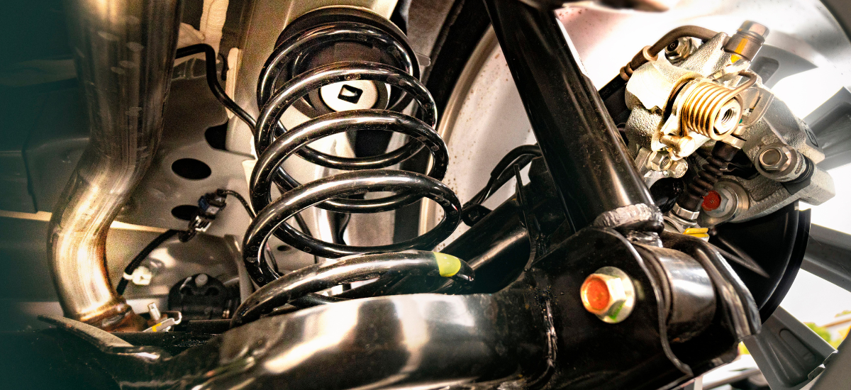 Close-up of vehicle steering and suspension components in Westmoreland, NY.